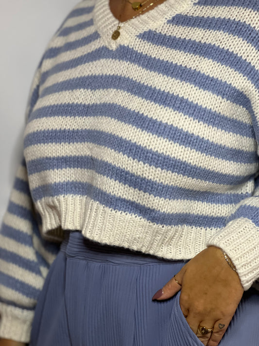 Azure Bliss Striped Sweater