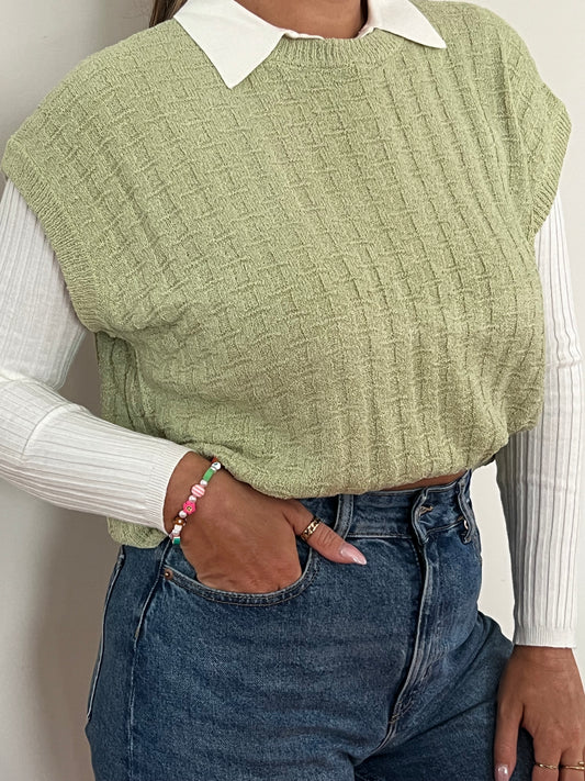 Jamie Green Sweater Vest- Top